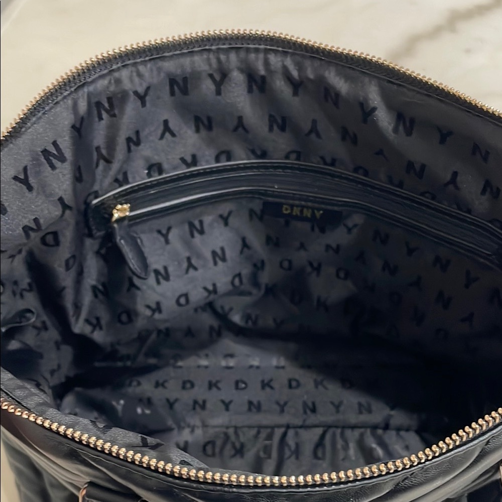 DKNY Black Chevron Quilted Satchel - Picture 4 of 5